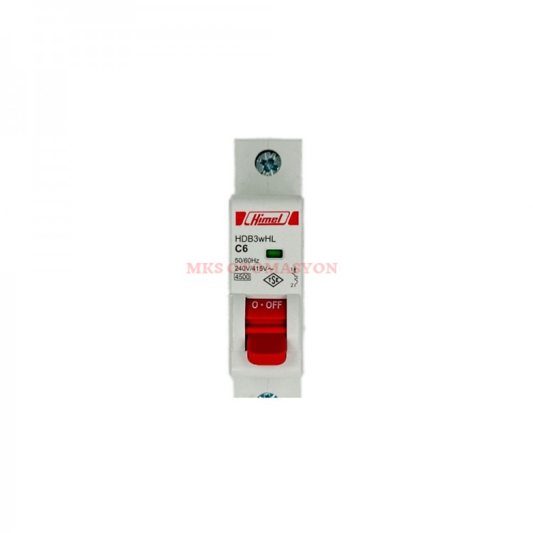 Himel - 1 Kutuplu 6 Amper - C Eğrisi 4,5kA Otomatik Sigorta