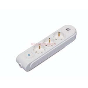 Makel - USB’ li Anahtarlı Üçlü Grup Priz Kablosuz