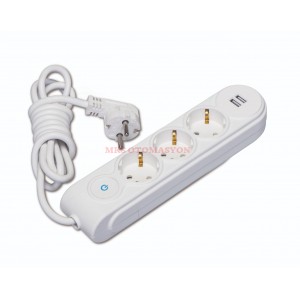 Makel - USB’ li Anahtarlı Üçlü Grup Priz 2 Metre Kablolu
