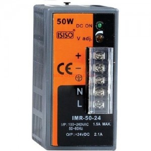IMR-50-24 Isıso - 50 Watt 24 VDC 2,1 Amper Ray Montajlı Güç Kaynağı