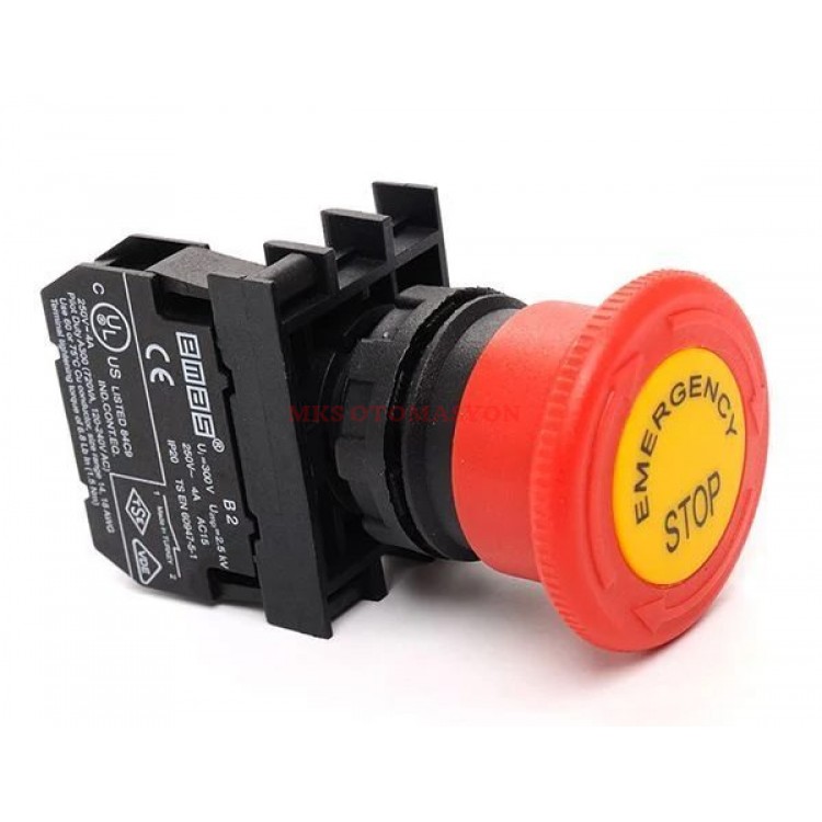 Emas - Emergency Etiketli Mantar Acil Stop Butonu NC