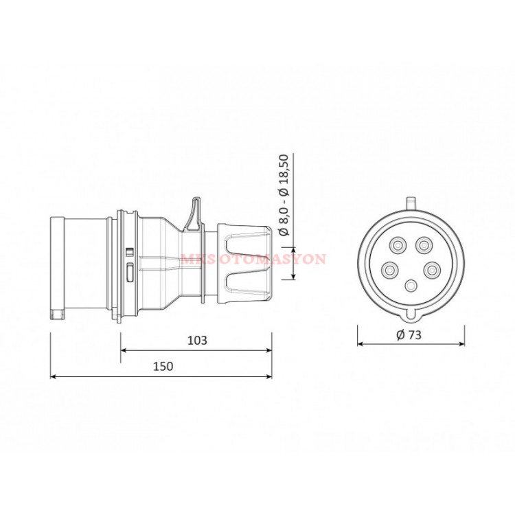 Bemis - 5/32 Amper Düz Fiş 380V-450V