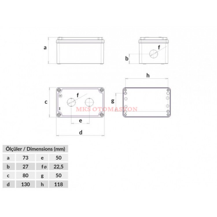 Bemis - Alüminyum, IP67 2'li Buton Kutusu