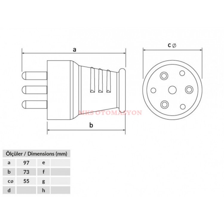 Bemis - Kauçuk Düz Fiş 3/25 Amper 380V-450V