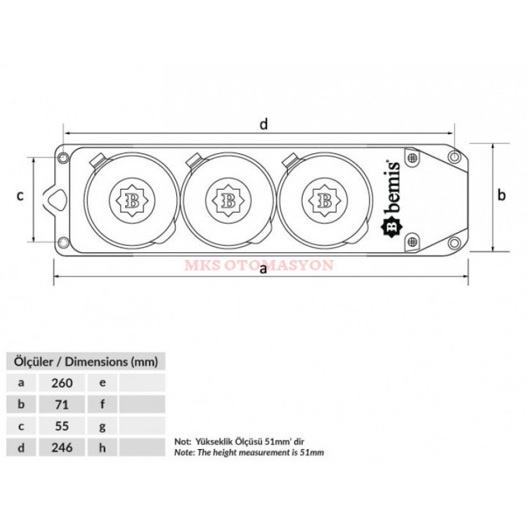 Bemis - Üçlü Grıp Priz 3/25 Amper 380V-450V