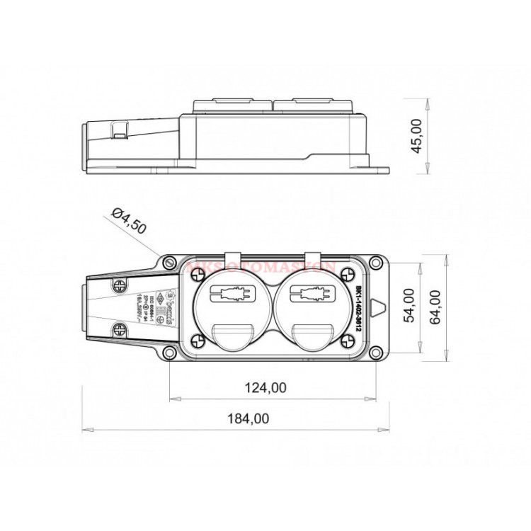 Bemis - İkili Grup Priz 220V-250V IP54