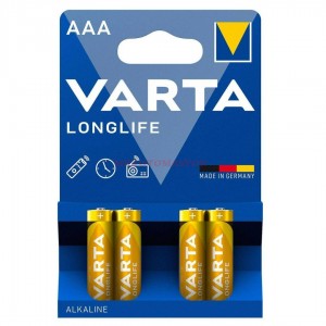 Varta Longlife Uzun Ömürlü Alkalin AAA İnce Kalem Pil 4’lü Paket 4103