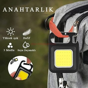 Fonksiyonel 3ü 1 arada Mıknatıslı USB Şarjlı Fener & Anahtarlık & Pratik Kapak Açacak