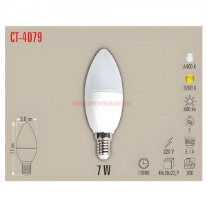 Cata Ct-4079 7W Ledli Buji Ampul Gün Işığı