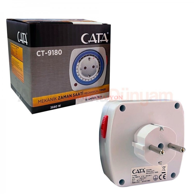 Cata CT-9180 3680W Zaman Ayarlı Mekanik Priz