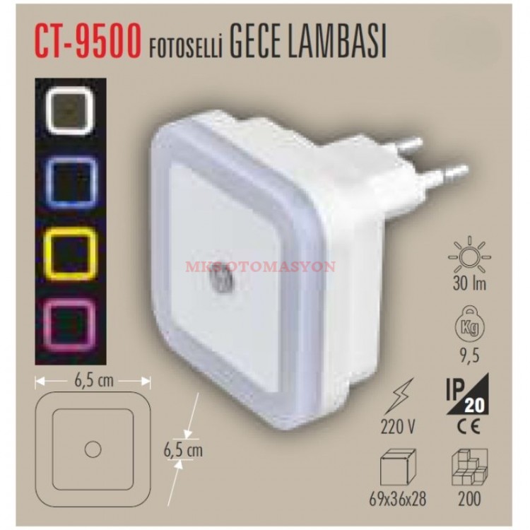Cata CT-9500 Mavi Fotoselli Sensörlü Gece Lambası