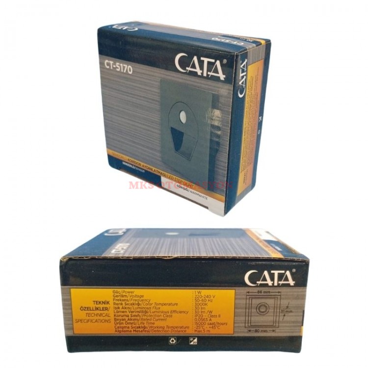 Cata Ct-5170 Siyah Kasa 1w Sensörlü Ledli Koridor Armatürü Beyaz