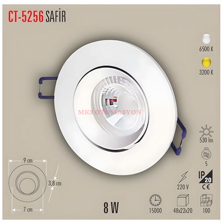 Cata CT-5256 8W Safir LED Spot - Günışığı - Şık ve Dekoratif Sıva Altı Aydınlatma