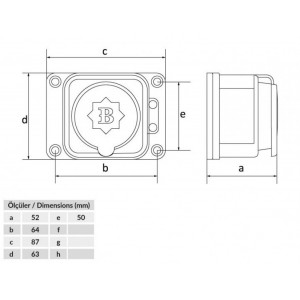 BK1-1402-3511 Bemis - 1'li Duvar Priz 220V-250V IP54