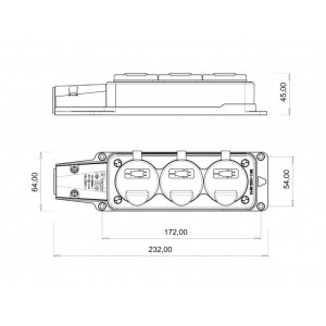 BK1-1402-3613 Bemis - Üçlü Grup Priz IP54 220V-250V