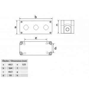 BT3-3000-0002 Bemis - ABS, IP44 Üçlü Buton Kutusu