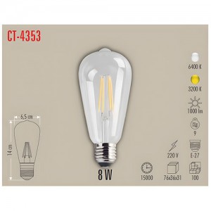 Cata Ct-4353 8W Uzun Flament Led Ampul Beyaz