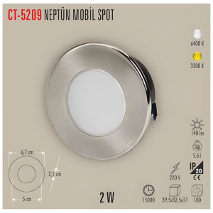 Cata Ct-5209 2W Neptün Ledli Mobil Spot / Günışığı