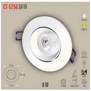 Cata CT-5256 8W Safir LED Spot - Günışığı - Şık ve Dekoratif Sıva Altı Aydınlatma